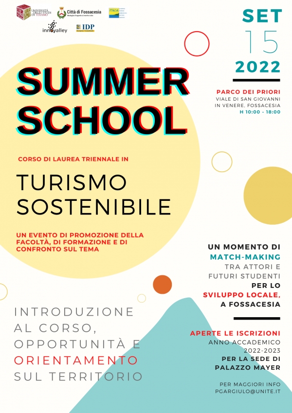 Lanciata la 1a SUMMER SCHOOL sul Turismo Sostenibile - a Fossacesia