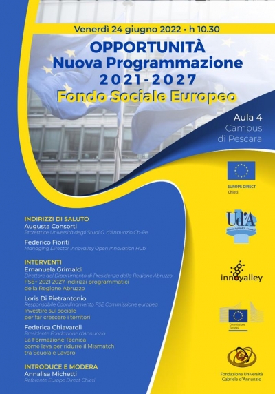 Incontro sulla Programmazione del Fondo Sociale Europeo 2021 / 2027 - Con Loris Di Pietrantonio